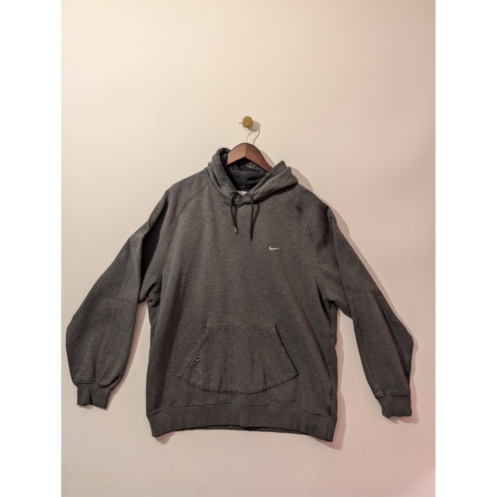Nike Hoodie Mens XL Grey Fair Embroidered Swoosh Pullover Sweatshirt Athleisure